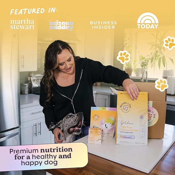 Bundle x Joy Superfood Dry Dog Food - Pet Food for Small, Medium and Large Breeds - Made with Real Ingredients - Nutrient Dense Probiotic Dog Food to Support Healthy Digestion (12 Pound, Chicken)