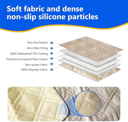 Dog Bed Cover, 100% Waterproof & Anti-Slip Pet Blanket Sofa Bed Mat, Reusable Bed Cover for Dogs, Washable Geometric Embroidery Mattress, Camping Pad for Pet/Dog/Cat (52x82 inch, Beige)