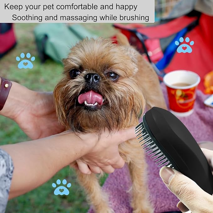 Puppy Brush, Soft Dog Brush for Grooming, Puppy Hair Remover Brush Comb, Grooming Tool for Poodles, Teddy, Yorkies, Maltese, Shih Tzu, Chihuahua, Black