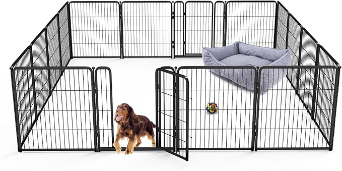 FXW Homeplus Dog Playpen for Indoor Use - Stress-Free and Safe Play, Heavy Duty 32 Inch 16 Panels Dog Pen for Small and Medium Dogs, Black_atented
