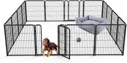 FXW Homeplus Dog Playpen for Indoor Use - Stress-Free and Safe Play, Heavy Duty 32 Inch 16 Panels Dog Pen for Small and Medium Dogs, Black_atented