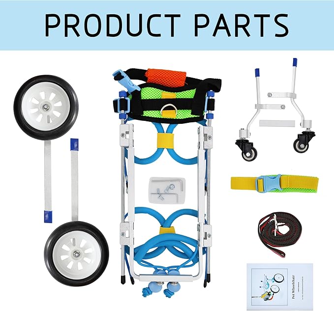 Adjustable 4-Wheel Dog Wheelchair| Pet Wheelchairs with Disabled Hind Legs Walking|Full Support Dog wheelchairs (7-Size) (XXS)