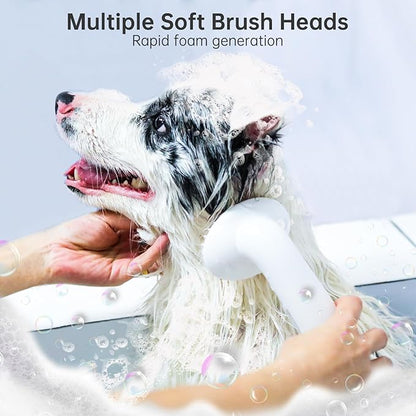 2PC Dog Bath Brush w/Soap Dispenser - Deshedding & Massage for Dogs/Cats (Pink)