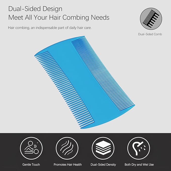 Double-Sided Pet Grooming Comb Set, 6-Pack Flea and Lice Combs with Rounded Teeth, Professional Dematting Tool for Pets