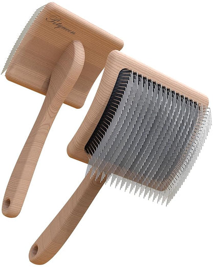 Dog Slicker Brush, Large Dog Brush, Professional Doodles Brush, for Poodles, Goldendoodles and Labradoodles, Easy to Remove Tangles, Mats and Fluff, Wood