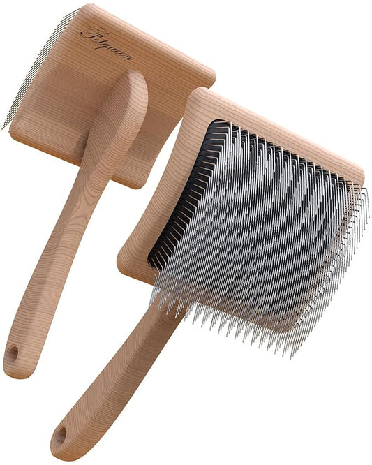 Dog Slicker Brush, Large Dog Brush, Professional Doodles Brush, for Poodles, Goldendoodles and Labradoodles, Easy to Remove Tangles, Mats and Fluff, Wood