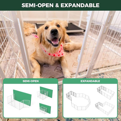 FXW Homeplus Dog Playpen for Indoor Use - Stress-Free and Safe Play, Heavy Duty 40 Inch 6 Panels Dog Pen for Medium and Large Dogs, White_atented