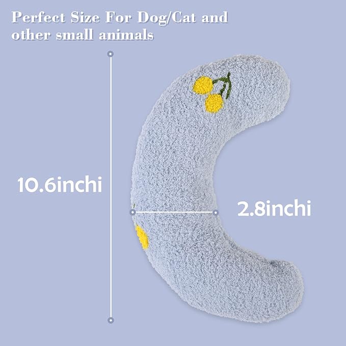 T'CHAQUE Dog Pillow Bed, Cat Calming Pillow, Dog Neck Pillow for Joint Relief Sleeping, Ultra Soft Half Donut Cuddler, Pillow Pet for Upper Spine Support, Doggy/Kitten Pillow Training Toy, BlueFlower