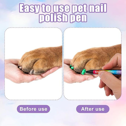 Dog Nail Polish Pens Quick Dry, 12 Colors Dog Safe Nail Polish Set Acrylic Paint Markers Beautiful Dog Nails Ideas Creative Dog Accessories Pet Care for Doggy Puppy Piggy Cats
