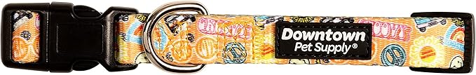 Downtown Pet Supply - Best, Cute & Fancy Dog Collar - Lightweight Adjustable Dog Collar with Quick Buckle & D-Ring - Hand Wash Safe - Good Vibes - M - Medium Dog Collar