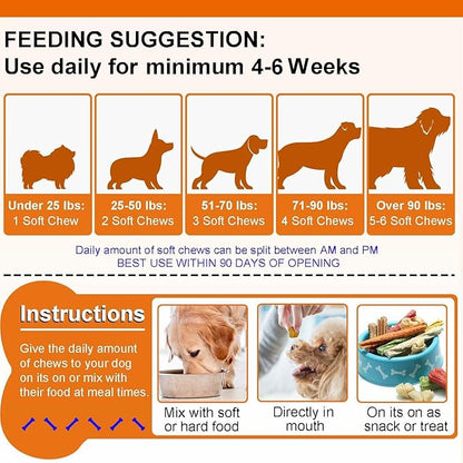 Glucosamine for Dogs - Hip & Joint Supplement (150 Tablets, 13.2 oz) - Chews with Chondroitin, MSM & Hemp Oil for Arthritis Relief & Enhanced Mobility for All Breeds