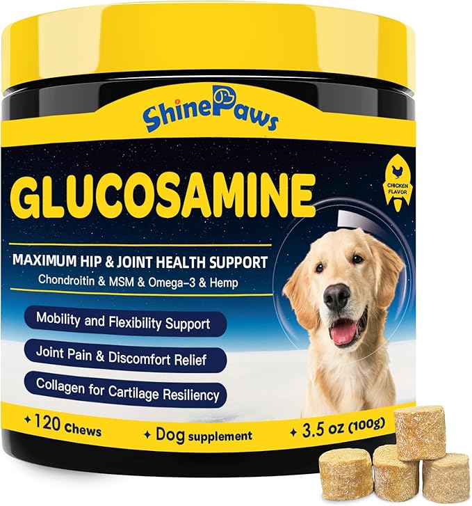 Glucosamine for Dogs - Joint Supplement for Dogs - Chondroitin, MSM, Omega-3, Support Mobility, Cartilage, Dog Joint Pain Relief, Hip and Joint Supplement Dog for All Breed, 120 Crunchy Bite