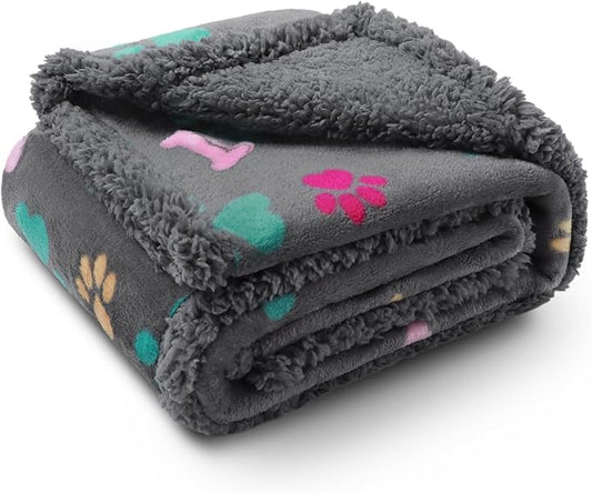 Luciphia Waterproof Pet Blankets for Couch Sofa Bed Cover Cat Liquid Pee Proof Washable Soft Fluffy Large Dog Blanket Reversible Furniture Protection Puppy Grey Bone Thicken Smallï¼40" x 28"ï¼