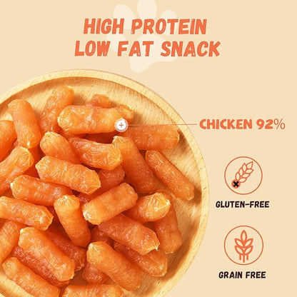 Dog Treats Chicken Sausage, Natural Chicken Jerky Training Treats for Dogs with Glucosamine, Chondroitin, MSM and Taurine, Low Fat Soft Chewy Snacks 10.58 oz