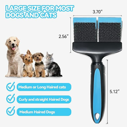 Dog Slicker Brush for Medium to Long Haired Breeds - Flexible Head - Suitable for Dogs and Cats