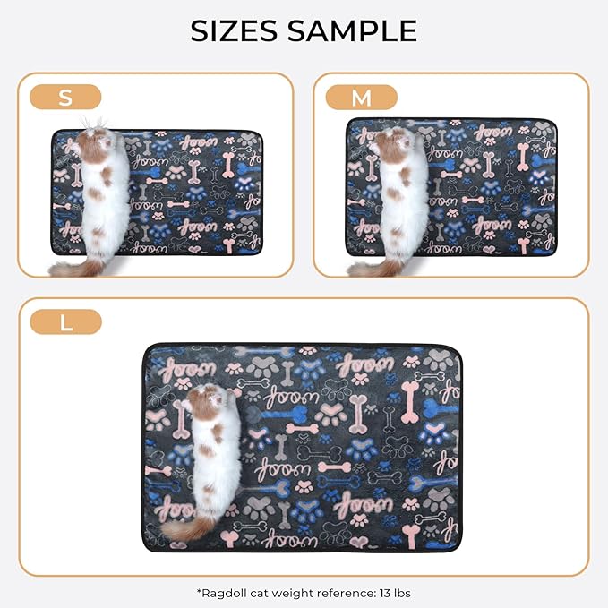 Luciphia 1 Pack 3 Blankets Fluffy Premium Fleece Pet Blanket Flannel Paw Bone Printed Throw for Dog Cat(Small 23"x16", White/Grey/Navy)