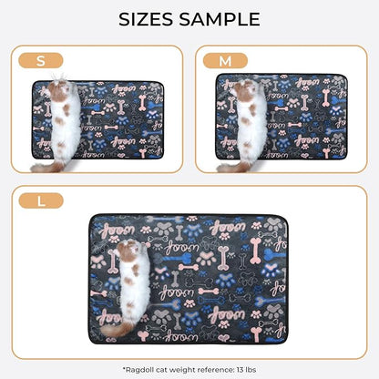 Luciphia 1 Pack 3 Blankets Fluffy Premium Fleece Pet Blanket Flannel Paw Bone Printed Throw for Dog Cat(Small 23"x16", White/Grey/Navy)