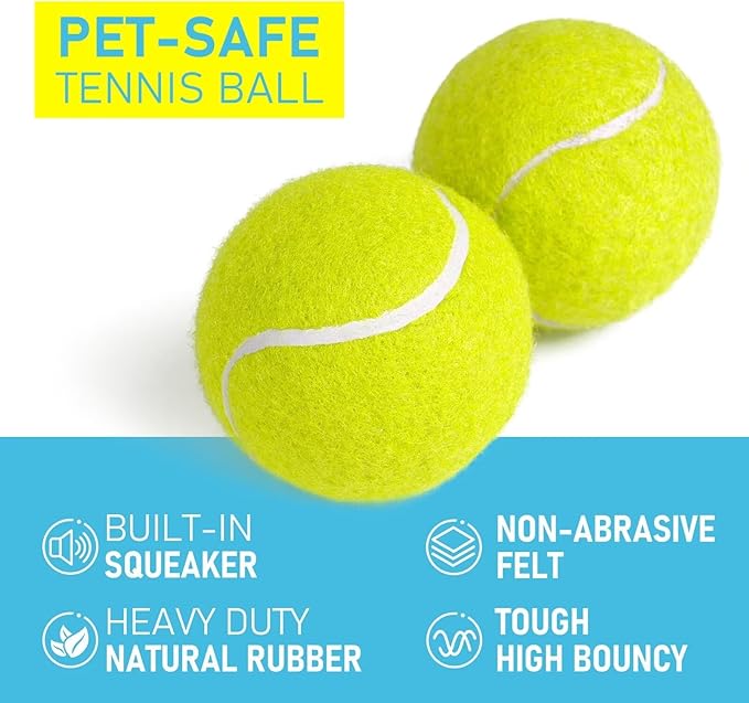 PrimePets Tennis Balls for Dogs, 2.5 Inch Thick Bouncy Dog Ball, Interactive Dog Toys for Indoor Outdoor, Fetch Balls for Medium, Large Dogs