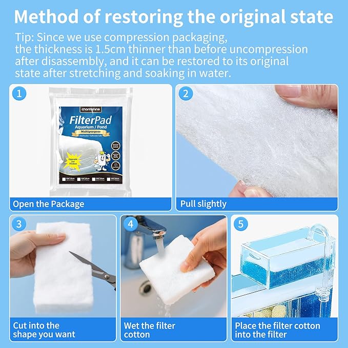 Aquarium Filter Floss Fish Tank Filter Media Aquarium Filter Pad for Fish Tank, Ponds,Garden, Saltwater,Fershwater,Plant, Trutle(39.37x7.87in White)