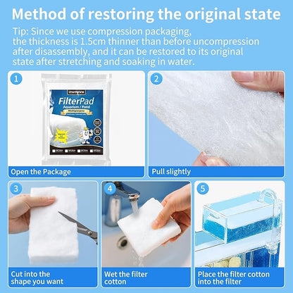 Aquarium Filter Floss Fish Tank Filter Media Aquarium Filter Pad for Fish Tank, Ponds,Garden, Saltwater,Fershwater,Plant, Trutle(39.37x7.87in White)