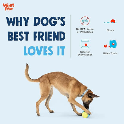 WEST PAW Zogoflex Limited Edition Toppl Treat Dispensing Dog Toy Puzzle  Interactive Chew Toys for Dogs  Dog Toy for Moderate Chewers, Fetch, Catch  Holds Kibble, Treats, Large 4", Mint