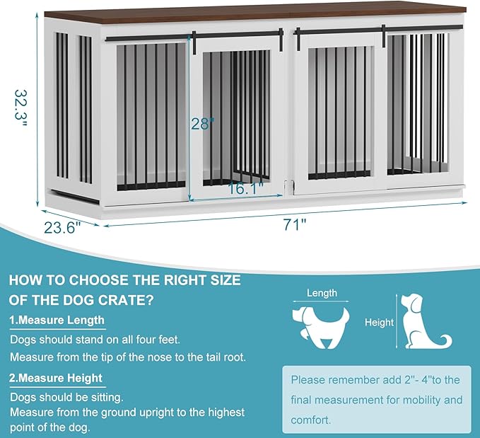 Large Dog Crate Furniture, Heavy Duty Steel Dog Kennel with Divider, Tv Stand & End Table