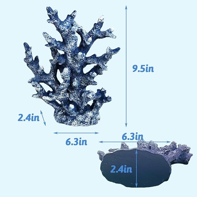 PINVNBY Artificial Coral Ornament Aquarium Sea Plants Decoration Underwater Craft Resin Fish Tank Landscape (Blue)