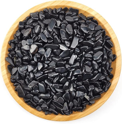 WAYBER 2 Lbs/920g Black Obsidian Quartz Crystal Stones Irregular Decorative Rocks Aquarium Pebbles Gravels for Fish Turtle Tank/Succulent Plants/Air Plants Decoration (Fill 2 Cups)