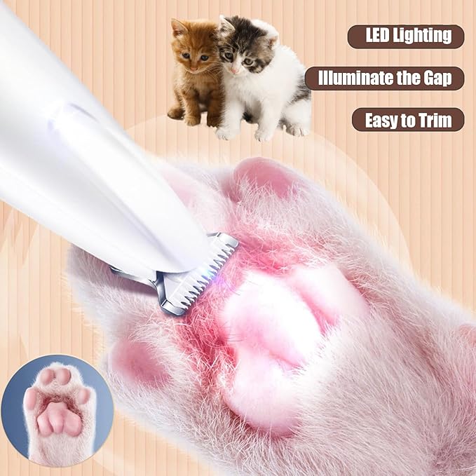 Dog Paw Trimmer,2025 Upgrades Dog Paw Trimmer with LED Light,18 mm Widen Blade, 35 dB Low Noise,Rechargeable Pet Electric Hair Clipper for Dogs and Cats