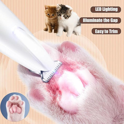 Dog Paw Trimmer,2025 Upgrades Dog Paw Trimmer with LED Light,18 mm Widen Blade, 35 dB Low Noise,Rechargeable Pet Electric Hair Clipper for Dogs and Cats