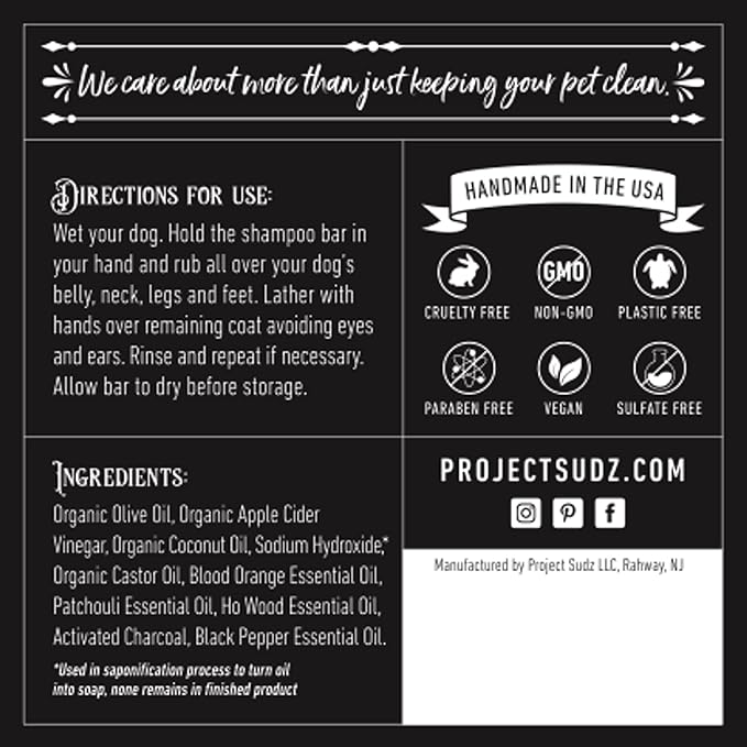 Activated Charcoal Organic Bar Shampoo for Dogs | Odor Eliminating, Deep Cleaning Natural Dog Bar (2)