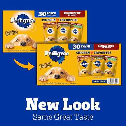 Pedigree Choice Cuts in Gravy Adult Soft Wet Dog Food 30-Count Variety Pack, 3.5 oz. Pouches