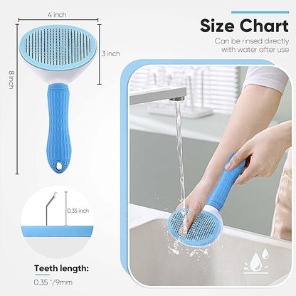 Cat Brush Self Cleaning Slicker Brush with Release Button, Dog Brush for Long or Short Haired Pets, Cat Comb Dog Shedding Brush for Pet Massage, Brush Tool Easy to Remove Loose Undercoat