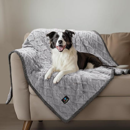 Waterproof Pet Blanket, Liquid Pee Proof Dog Blankets for Sofa Bed Couch, Reversible Sherpa Fleece Furniture Protector Cover for Small Medium Large Dogs Cats,Light Grey X-Largeï¼85" x 57"ï¼