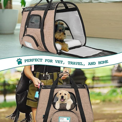 PetAmi Airline Approved Pet Carrier for Cat, Soft Sided Dog Carrier for Small Dog, Cat Travel Supply Accessories Indoor Cat, Ventilated Pet Carrying Bag Medium Large Kitten Puppy, Small Heather Taupe
