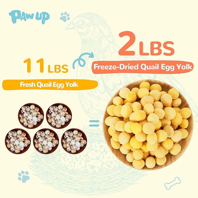 Freeze Dried Quail Egg Yolk Pet Treats, Freeze-Dried Pet Food for Dogs, Cats, Pure Fresh Ingredient, 4.2 oz, Rawhide Free, Gluten&Grain Free
