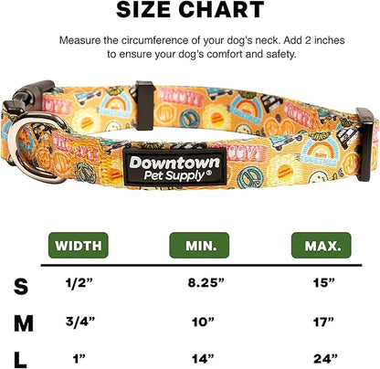 Downtown Pet Supply - Best, Cute & Fancy Dog Collar - Lightweight Adjustable Dog Collar with Quick Buckle & D-Ring - Hand Wash Safe - Good Vibes - M - Medium Dog Collar