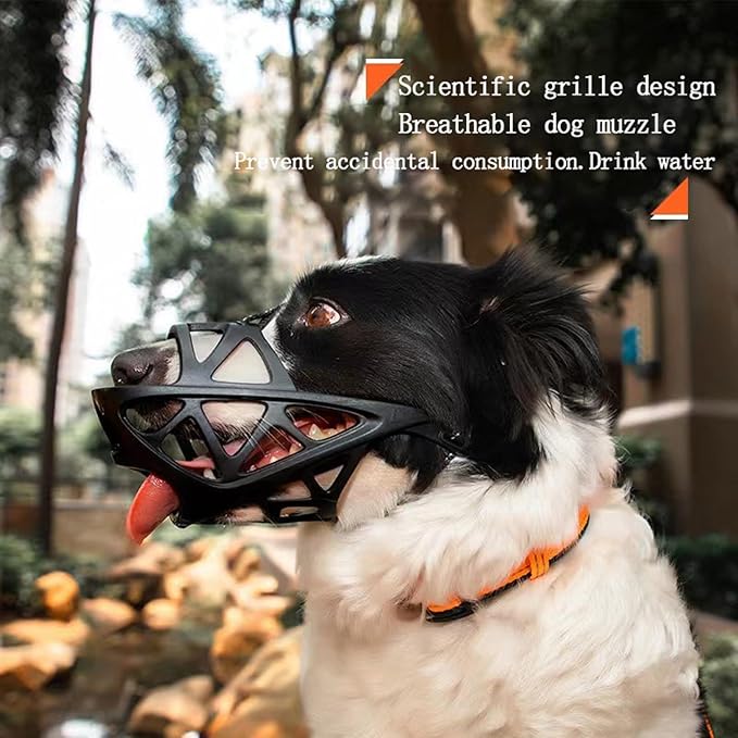 Dog Muzzle, Adjustable Pet Mask with Reflective, Breathable Pet Mask for Large Dogs, Medium Dogs, Small Dogs, Prevents Chewing and Biting, Durable Dog Muzzle That Allows Panting, Drinking and Eating