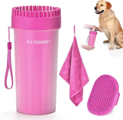 Dog Paw Washer Cup - Foot Cleaner for Medium to XLarge Pets (Large, Pink)