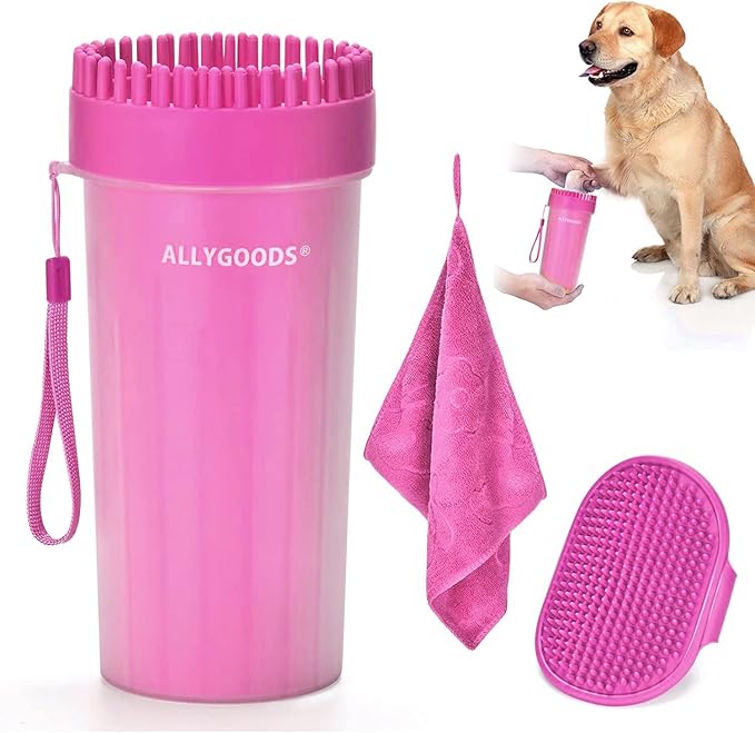 Dog Paw Washer Cup - Foot Cleaner for Medium to XLarge Pets (Large, Pink)