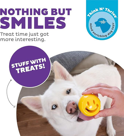 Outward Hound by Planet Dog Nooks Happiness Treat Dispensing Dog Toy, Small, Yellow, Smiley Face