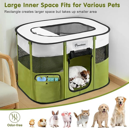 Dog Playpen, Portable Pet Playpen Cat PlayPen, 600D Oxford Dog Kennel Tent Crate, Waterproof&Breathable, Indoor Outdoor Travel Camping Use for Medium/Large Breed with Carrying Case+Folding Bowl(L)
