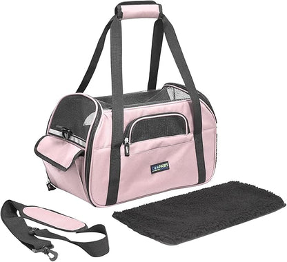 JESPET Soft-Sided Kennel Pet Carrier for Small Dogs, Cats, Puppy, Airline Approved Cat Carriers Dog Carrier Collapsible, Travel Handbag & Car Seat (Pink2, 19" L x 10" W x 13" H)