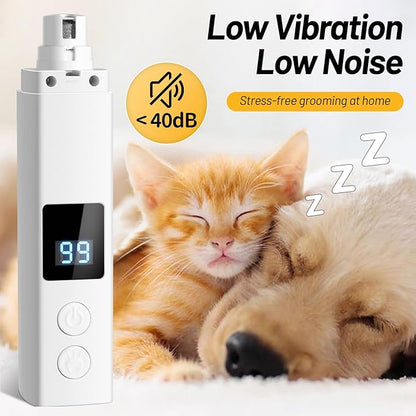 4-Speed Dog Nail Grinder, Professional Dog Nail Trimmers with UV Light & Battery Level Display, Rechargeable Painless Smoothing Quiet Pet Nail Grinder for Small Medium Large Dogs and Cat