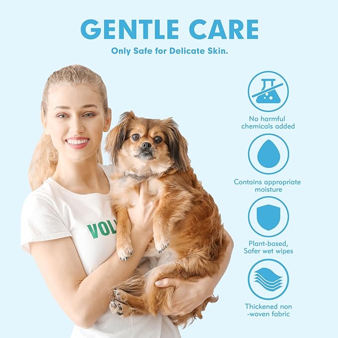 200 Cleaning & Deodorizing Guaranteed Dog Grooming Wipes - Hypoallergenic Pet Wipes for Allergies & Itching - Thick Puppy Wipes for Paws, Butt, Coat, Face & Body, Home & Travel Use, Unscented