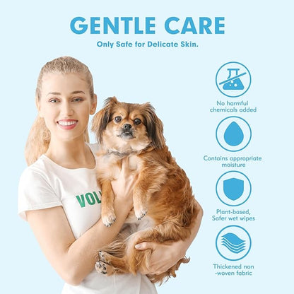 200 Cleaning & Deodorizing Guaranteed Dog Grooming Wipes - Hypoallergenic Pet Wipes for Allergies & Itching - Thick Puppy Wipes for Paws, Butt, Coat, Face & Body, Home & Travel Use, Unscented