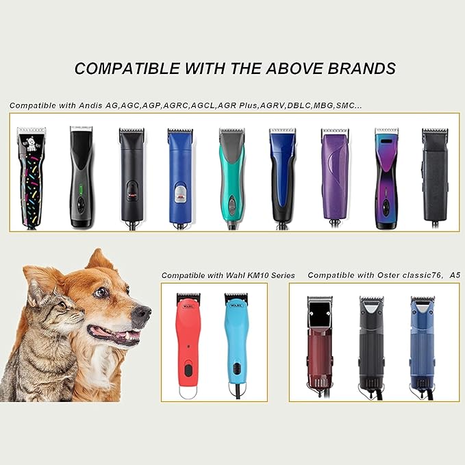 7FC Detachable Pet Dog Grooming Blades, Compatible with Ainds, Oster A5, Wahl KM-10 and Other Series Clippers, Size: 7FC Blade 1/8-Inch 3.2mm Cut Length. Black-3Pcs.