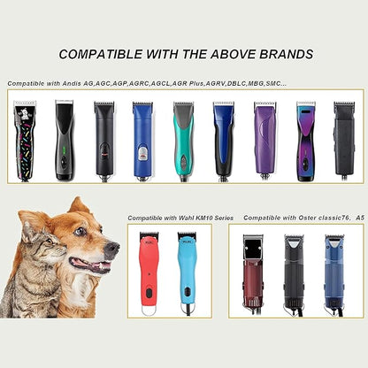 7FC 5FC 4FC 3-3/4FC Detachable Pet Dog Grooming Blades, Compatible with Ainds, Oster A5, Wahl KM-10 and Other Series Clippers, Size: 3.2~13mm Cut Length. Black-4Pcs.