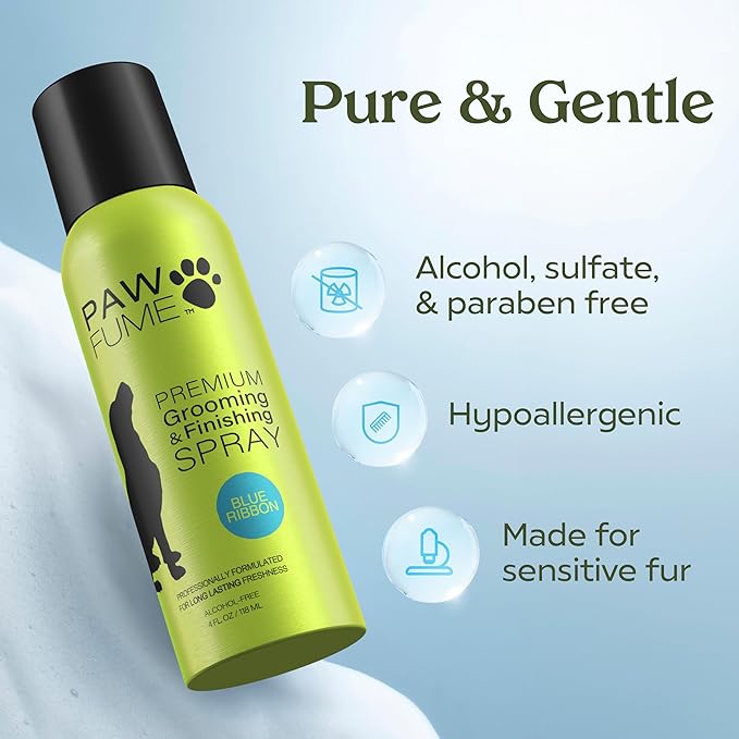 PAWFUME Dog Perfume Spray for Grooming, Blue Ribbon, 1-Pack  Keep Your Pup Fresh All Day  Probiotic, Alcohol-Free, Detangling & Moisturizing  Salon-Quality Dog Spray Deodorizer Perfume