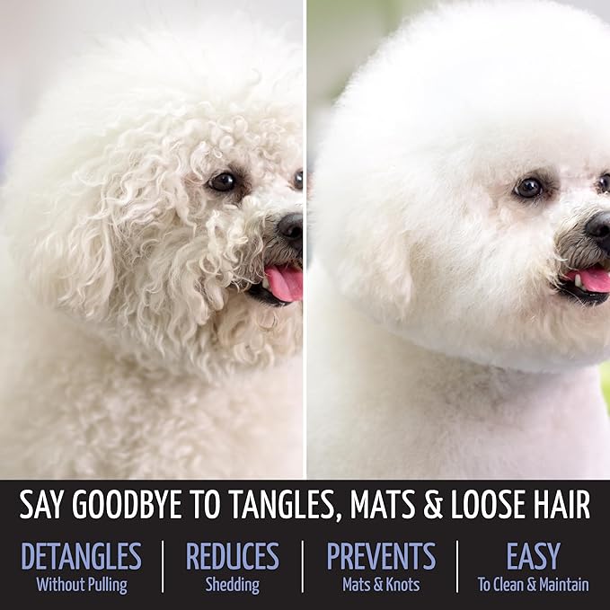 Tauro Pro Line Plastic Long & Short Hair Slicker Dog Brush for Deshedding & Detangling - Purple Slicker Brush for Dog & Cat Grooming - Rectangular, Flexible Cushion & Non-Slip Grip